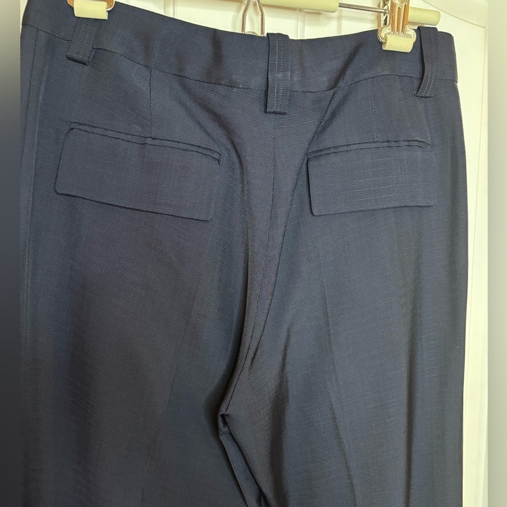 EUC Victoria Beckham Navy Women's Trousers textured viscose size 6 - Picture 6 of 11